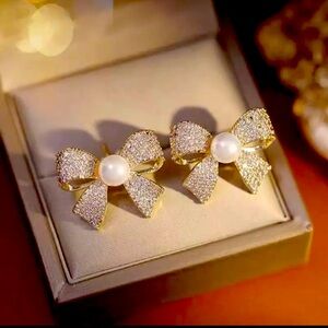 Bow Petal Zirconia Stud Earrings